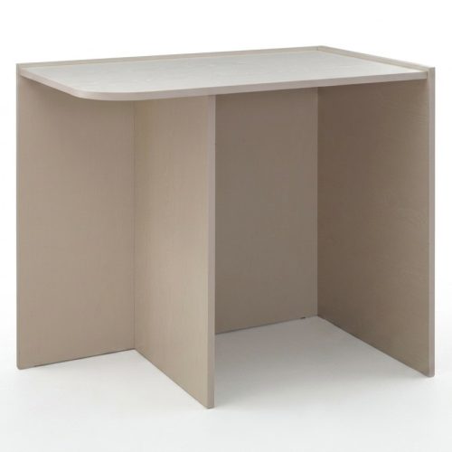 Eleganter beiger Schreibtisch aus Holz für modernes Home Office