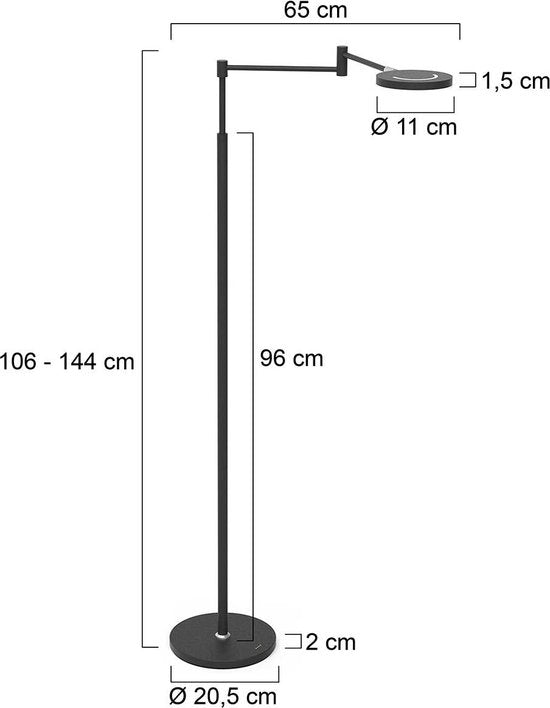 Steinhauer Stehleuchte Soleil - schwarz - Aluminium - 3515ZW