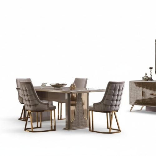 Essgruppe Esstisch Stühle Essbereich Sitzmöbel Konsole Spiegel Vitrine 8tlg