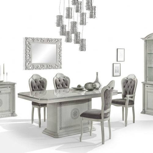 Esszimmer Esstisch Stuhl Kommode Vitrine Gruppe Garnitur Holz Weiß Set 7tlg sets