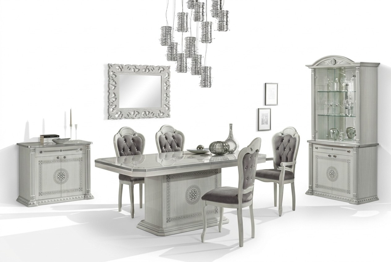 Esszimmer Esstisch Stuhl Kommode Vitrine Gruppe Garnitur Holz Weiß Set 7tlg sets Esszimmer Esstisch Stuhl Kommode Vitrine Gruppe Garnitur Holz Weiß Set 7tlg sets