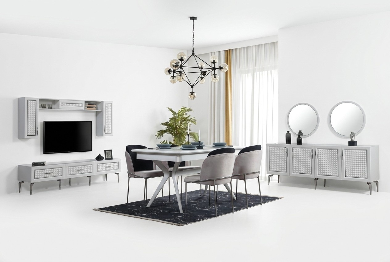 Esszimmer Set Tisch 4x Stühle 5tlg neu weiß Essgruppe Modern Luxus Esszimmer Set Tisch 4x Stühle 5tlg neu weiß Essgruppe Modern Luxus