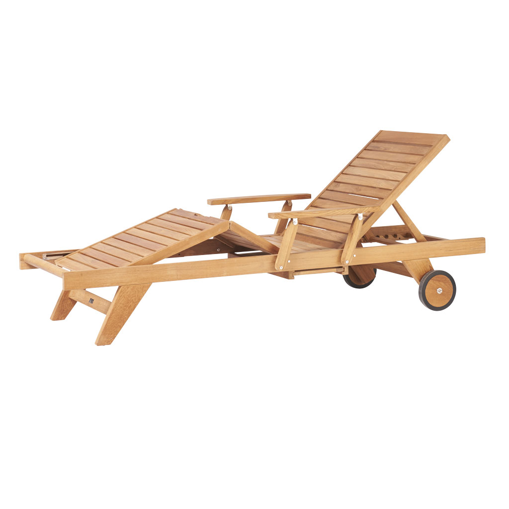 Traditional Teak – Leah – Relaxliege aus Massivholz mit Seitentischen Traditional Teak – Leah – Relaxliege aus Massivholz mit Seitentischen