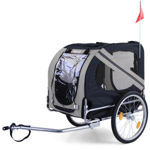 Fahrrad Anhänger / Hunde Anhänger klappbar für Haustiere bis 40Kg Grau Schwarz in Top Qualität!