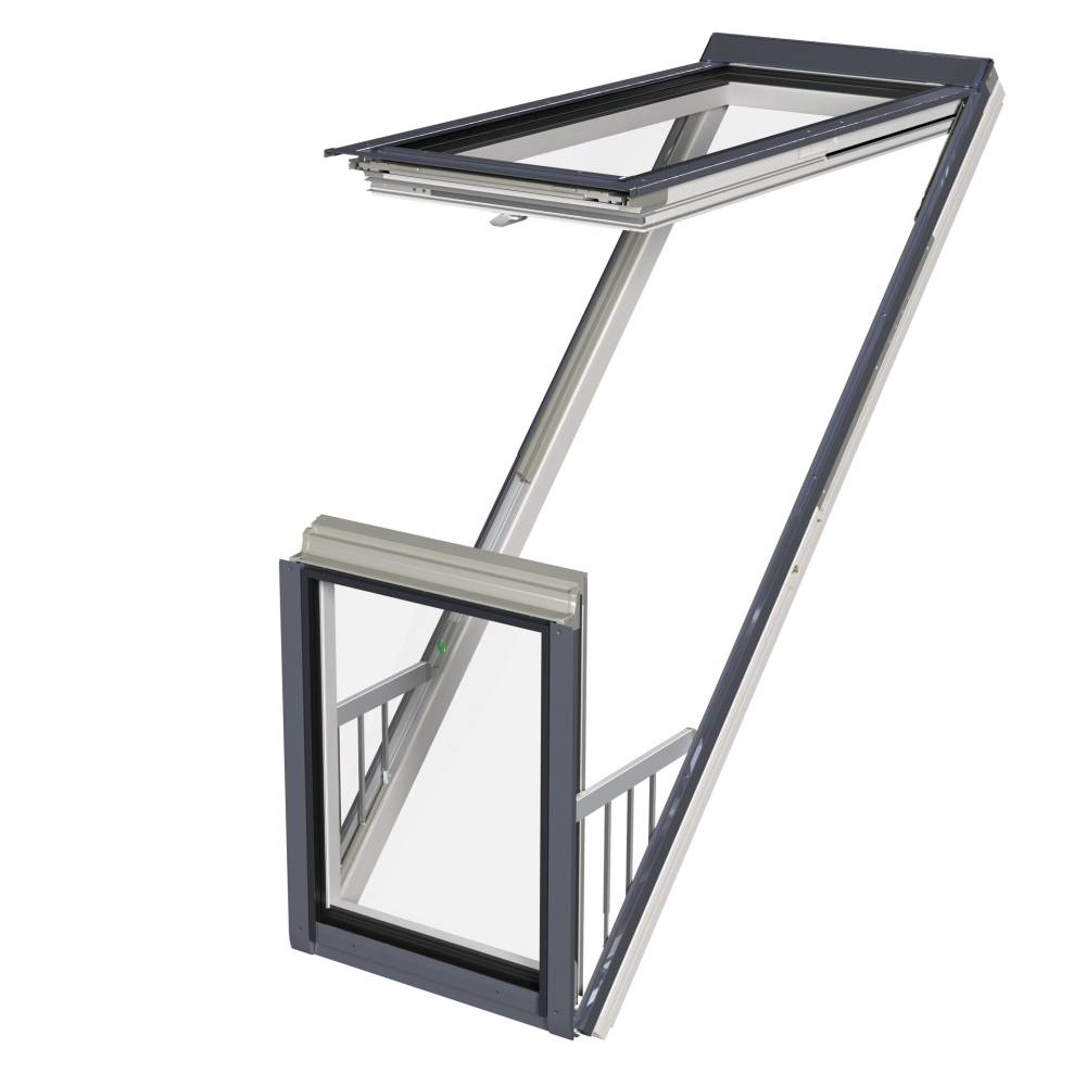 FAKRO Balkonfenster FGU-V P50 Galeria Greenview Weiß Polyurethan 3fach Verglasung FAKRO Balkonfenster FGU-V P50 Galeria Greenview Weiß Polyurethan 3fach Verglasung