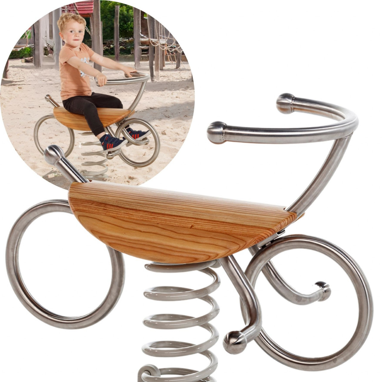 Federwippe Federtier FAHRRAD  Schaukelwippe für Kinder Privatgarten & Spielplatz DIN EN 1176
