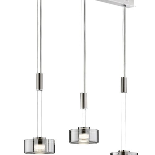 Fischer & Honsel LED-Pendelleuchte LAVIN ca. B20 L100 cm in Nickel matt, Glas rauchfbg. Fischer & Honsel LED-Pendelleuchte LAVIN ca. B20 L100 cm in Nickel matt, Glas rauchfbg.