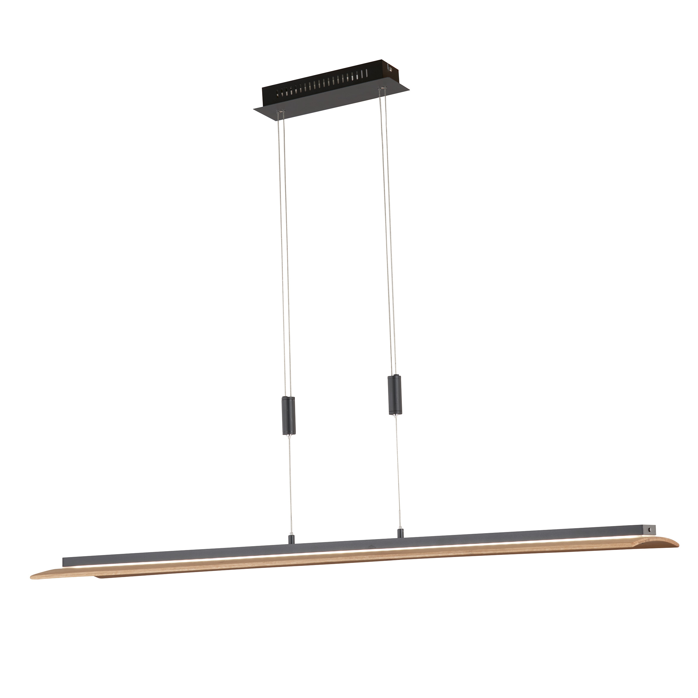 Fischer & Honsel LED-Pendelleuchte SHINE-WOOD 1-flammig in Farbe Metall sandschwarz/Holz eiche natur geölt Fischer & Honsel LED-Pendelleuchte SHINE-WOOD 1-flammig in Farbe Metall sandschwarz/Holz eiche natur geölt
