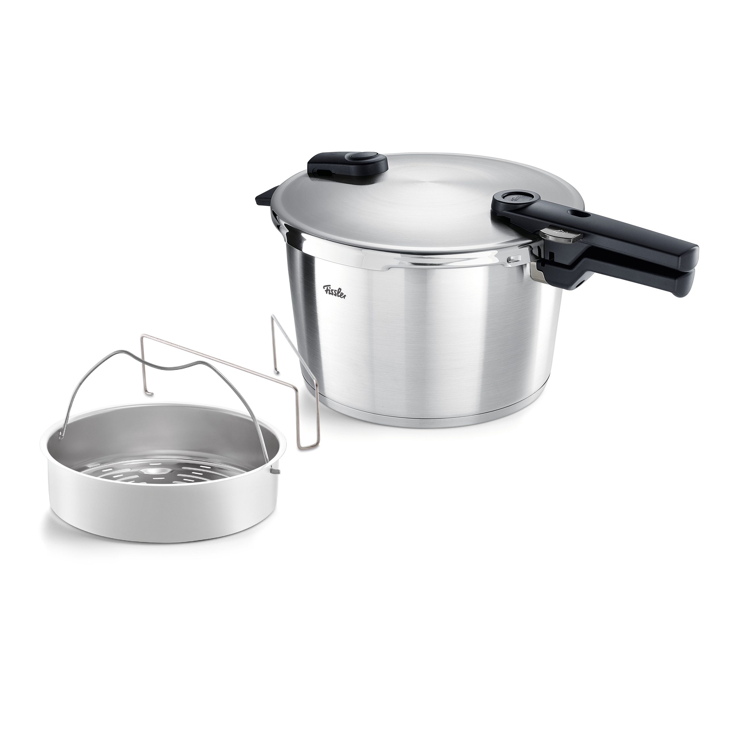 Fissler Schnellkochtopf mit Dämpfeinsatz VITAQUICK® PREMIUM Ø ca. 26cm in Farbe Edelstahl - Gallery 1 Fissler Schnellkochtopf mit Dämpfeinsatz VITAQUICK® PREMIUM Ø ca. 26cm in Farbe Edelstahl
