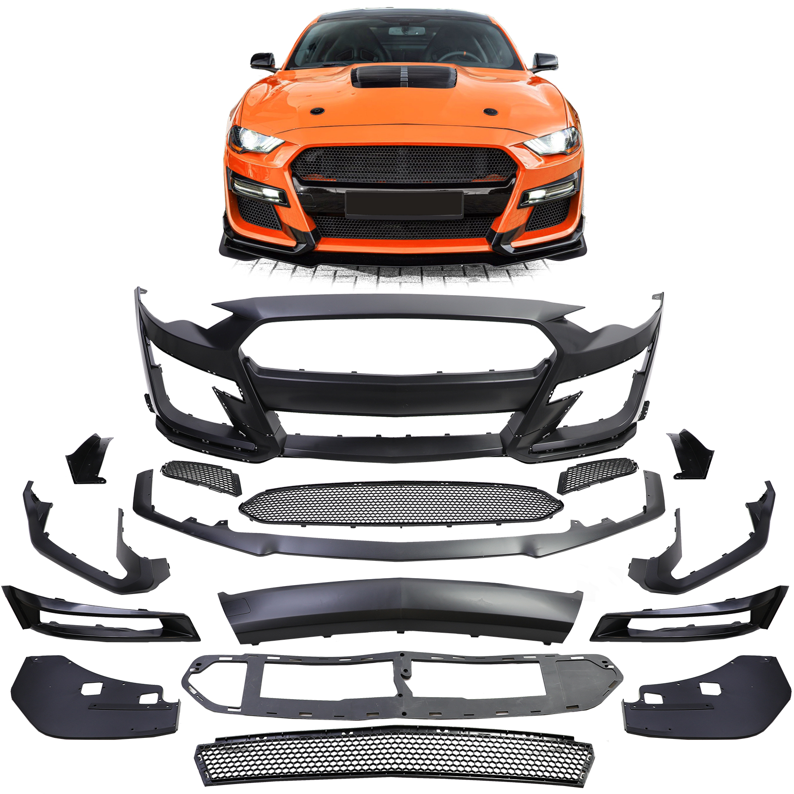 Front Performance Stoßstange GT500 Look für Ford Mustang VI Coupe Cabrio 2018-2023 Front Performance Stoßstange GT500 Look für Ford Mustang VI Coupe Cabrio 2018-2023