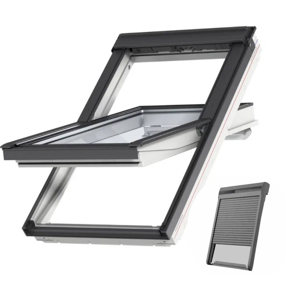 VELUX GGU 0068 inklusive Solar Rollladen dreifach verglast Sparpaket und Eindeckrahmen