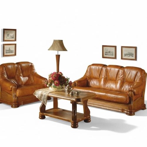 Garnitur 3+2 Sitzer Couch Polster Sitz Set 100% Italienisches Leder Garnituren