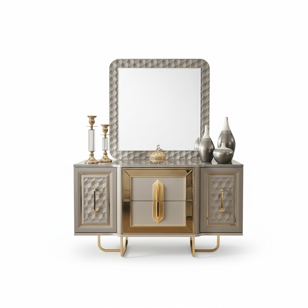 Garnitur Anrichte Spiegel Kommoden Luxus Sideboard Schrank Set Holz Garnitur Anrichte Spiegel Kommoden Luxus Sideboard Schrank Set Holz