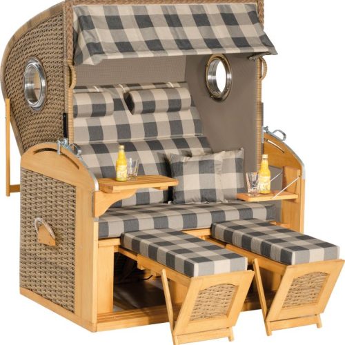 Gartenstrandkorb 2-Sitzer RUSTIKAL 305 Z COMFORT XL in Farbe taupe