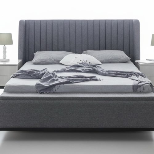 Graues Schlafzimmer Bett + 2x Nachttisch Konsolen Nachttische Betten 3tlg. Neu