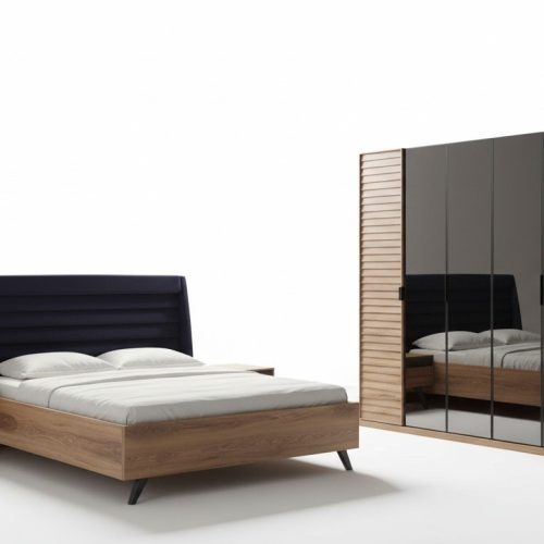 Großes Schlafzimmer-Set Schlafzimmermöbel Kleiderschrank Bett Nachttische