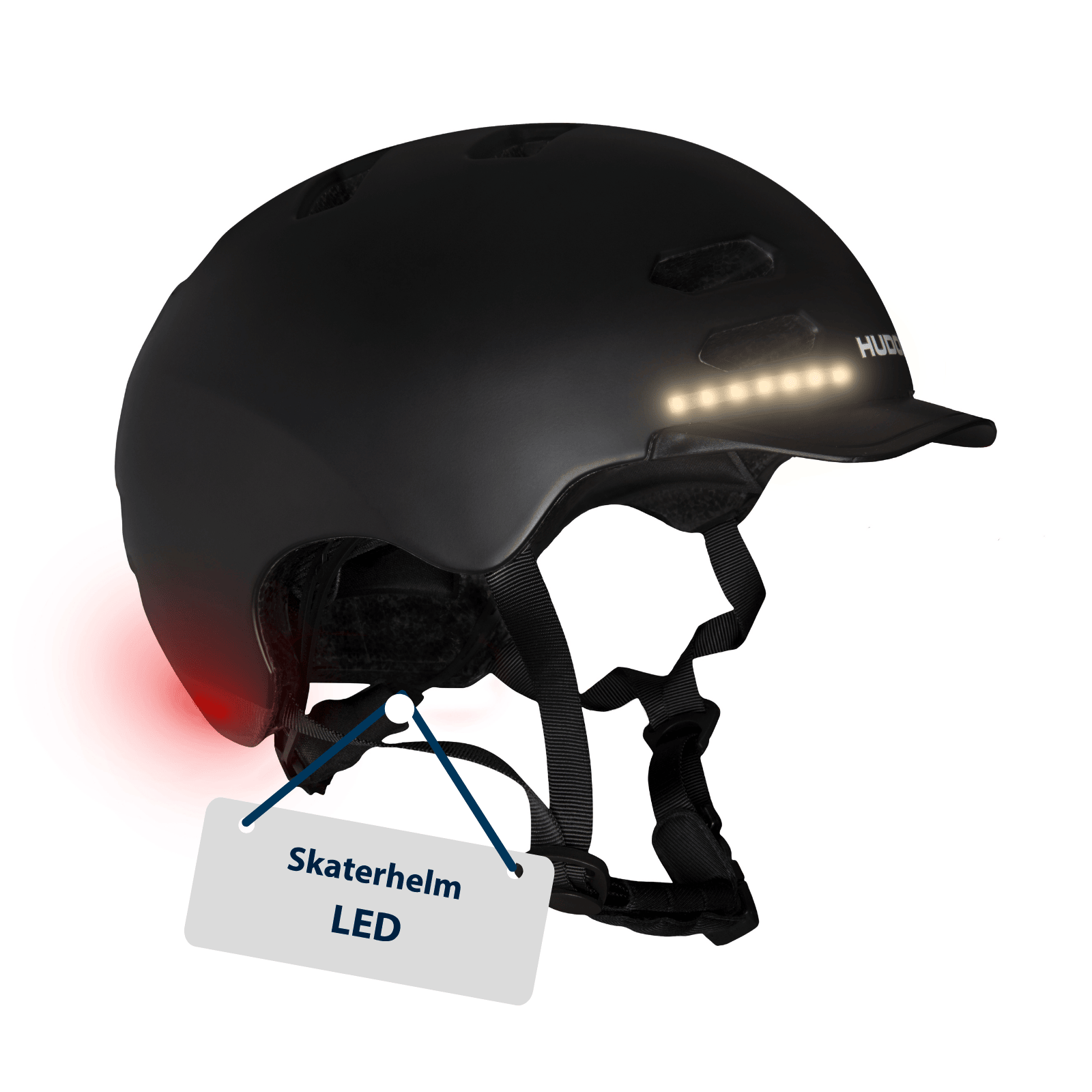 HUDORA Skaterhelm LED, schwarz Größe S HUDORA Skaterhelm LED, schwarz Größe S