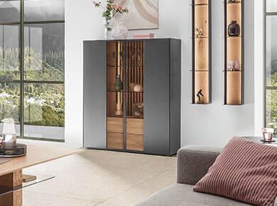 Hartmann Highboard SELINO in Birke massiv anthrazit lack. - Gallery 1 Hartmann Highboard SELINO in Birke massiv anthrazit lack.