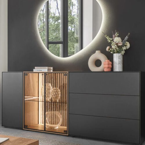 Hartmann Sideboard SELINO in Birke massiv anthrazit lack. Hartmann Sideboard SELINO in Birke massiv anthrazit lack.