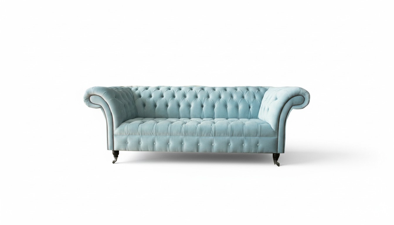 Hell Blaue Couch Chesterfield Samt Bezug Stoff Sofa Couchen Sitz Polster Möbel Hell Blaue Couch Chesterfield Samt Bezug Stoff Sofa Couchen Sitz Polster Möbel