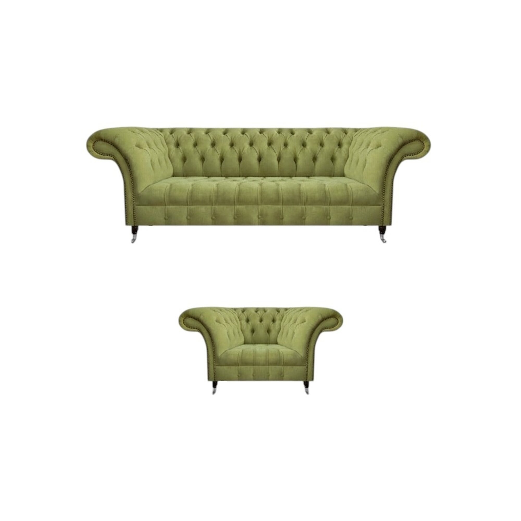 Hellgrüne Designer Couchgarnitur Wohnzimmer Dreisitzer 2x Sessel 3tlg Hellgrüne Designer Couchgarnitur Wohnzimmer Dreisitzer 2x Sessel 3tlg