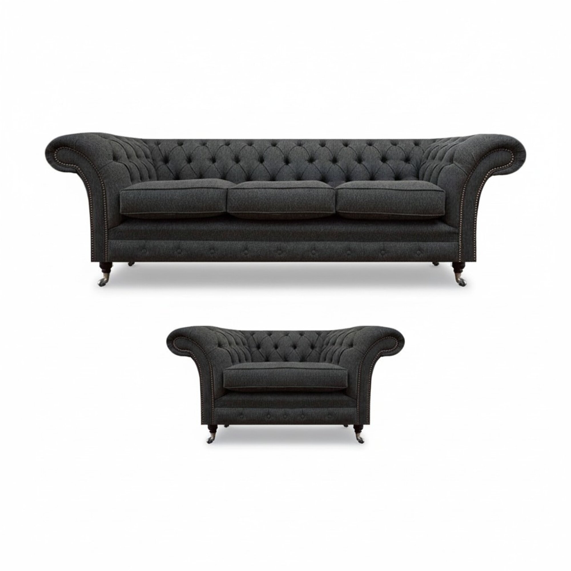 Hellschwarze Chesterfield Wohnzimmer Garnitur Designer Polster Möbel Hellschwarze Chesterfield Wohnzimmer Garnitur Designer Polster Möbel