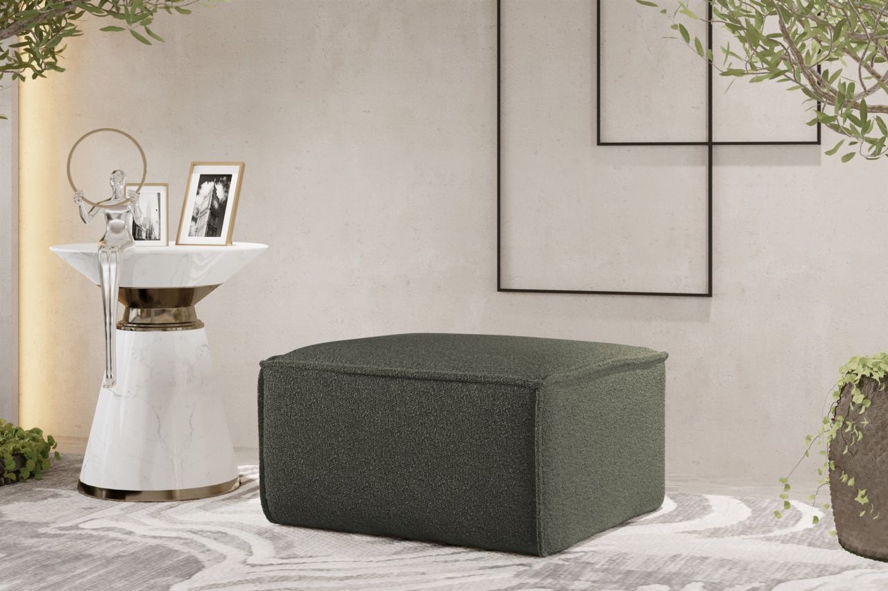 OUTLET Polsterhocker Designerhocker CELES PREMIUM 105x105 cm Stoff Ascot Bukl...
