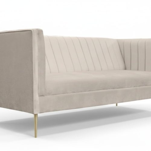 Italienische Möbel Dreisitzer Modern Design Couchen Sofa Textil Stoff Samt Beige