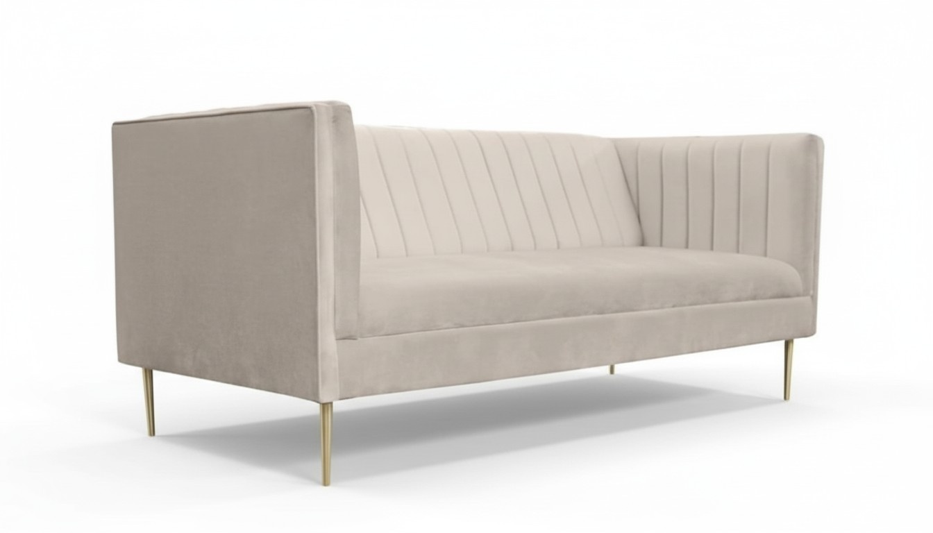 Italienische Möbel Dreisitzer Modern Design Couchen Sofa Textil Stoff Samt Beige Italienische Möbel Dreisitzer Modern Design Couchen Sofa Textil Stoff Samt Beige