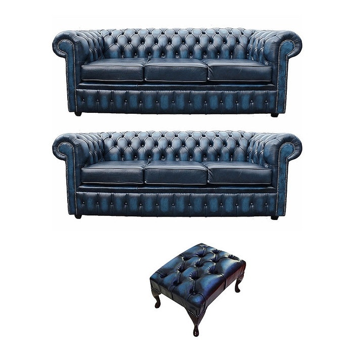 Klassische Leder Textil Sofa Couch Polster Garnitur Chesterfield 3+3 Klassische Leder Textil Sofa Couch Polster Garnitur Chesterfield 3+3