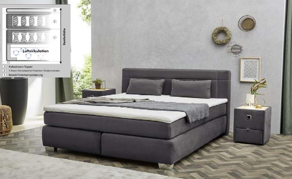 Jockenhöfer Boxspringbett ROMANA MAX ca. 180x200cm Grau - Gallery 1 Jockenhöfer Boxspringbett ROMANA MAX ca. 180x200cm Grau
