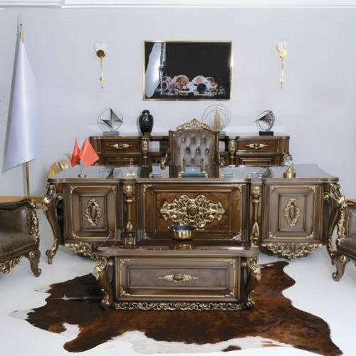 Klassische Büro Einrichtung Luxus Schreibtisch Sofagarnitur Arbeitszimmer 6tlg