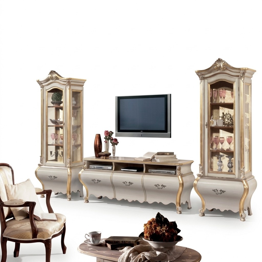 Klassische Wohnzimmer Wohnwand Schränke Vitrine Luxus Set Holzmöbel 3tlg Klassische Wohnzimmer Wohnwand Schränke Vitrine Luxus Set Holzmöbel 3tlg