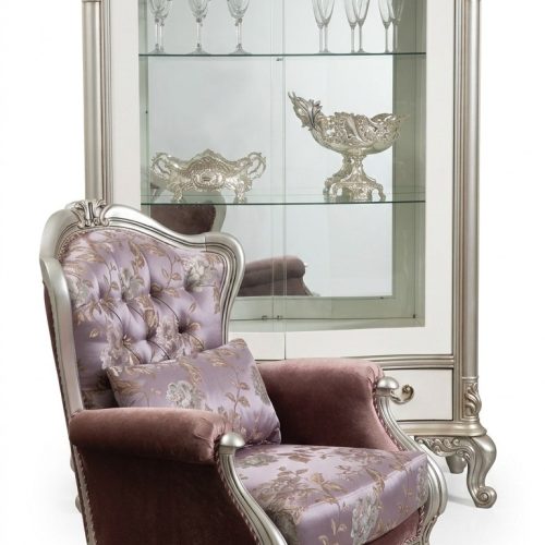 Klassischer Sessel mit Blumenmuster Lila Sofa Einsitzer Barock Rokoko Klassischer Sessel mit Blumenmuster Lila Sofa Einsitzer Barock Rokoko