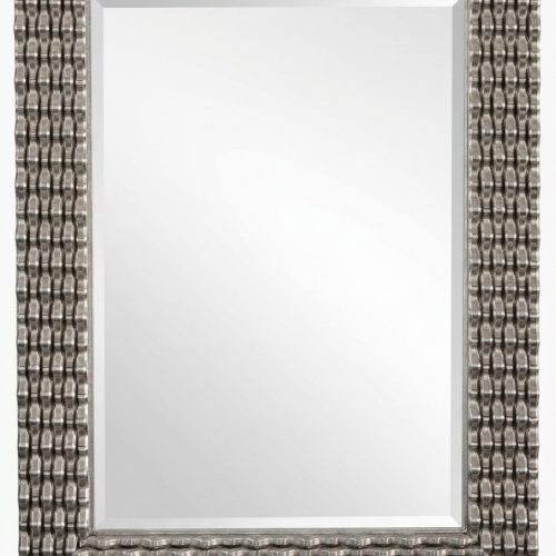 Klassischer Wandspiegel Holz Spiegel Möbel Barock Glas Rahmen Wand Silber 82x108