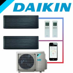 SET DAIKIN STYLISH mit 2 Wandgeräten 2,0 kW Blackwood und…