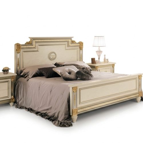 Königliches Bett 2x Nachttische Schlafzimmer Garnitur 3tlg. Set Holz Betten Neu