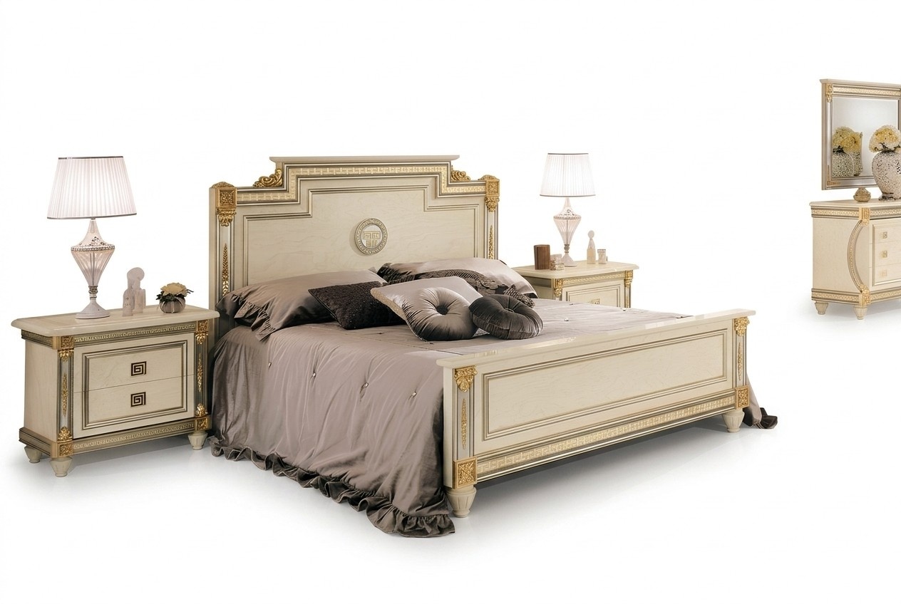 Königliches Bett 2x Nachttische Schlafzimmer Garnitur 3tlg. Set Holz Betten Neu Königliches Bett 2x Nachttische Schlafzimmer Garnitur 3tlg. Set Holz Betten Neu