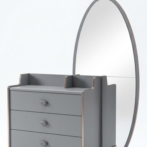 Kommode mit Spiegel Holz Kommoden Möbel Schrank Schlafzimmer Grau Neu