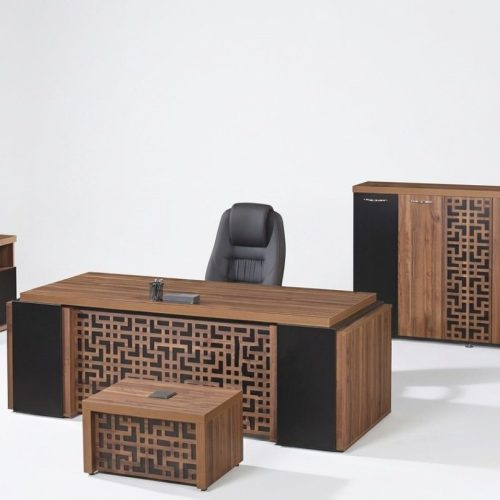 Komplettbüro Büromöbel Schreibtisch Büro Bürotisch Set 4tlg Holz Braun