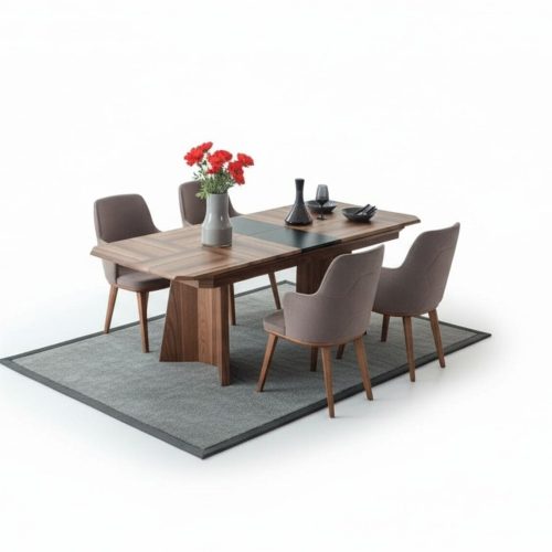Komplette Essgruppe Designer Essecke Holz Esstisch 6x Polsterstühle