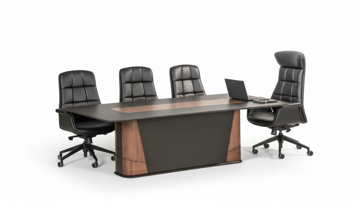 Konferenz set Besprechungs 4x Stühle Tisch Luxus Büro Möbel Modern Braun Tische Konferenz set Besprechungs 4x Stühle Tisch Luxus Büro Möbel Modern Braun Tische