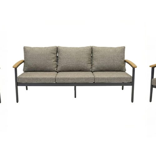 L.C. Wholesaler Living-Set 3-tlg. AVENTO in Farbe Geflecht Rope-Optik grau/Aluminium anthrazit
