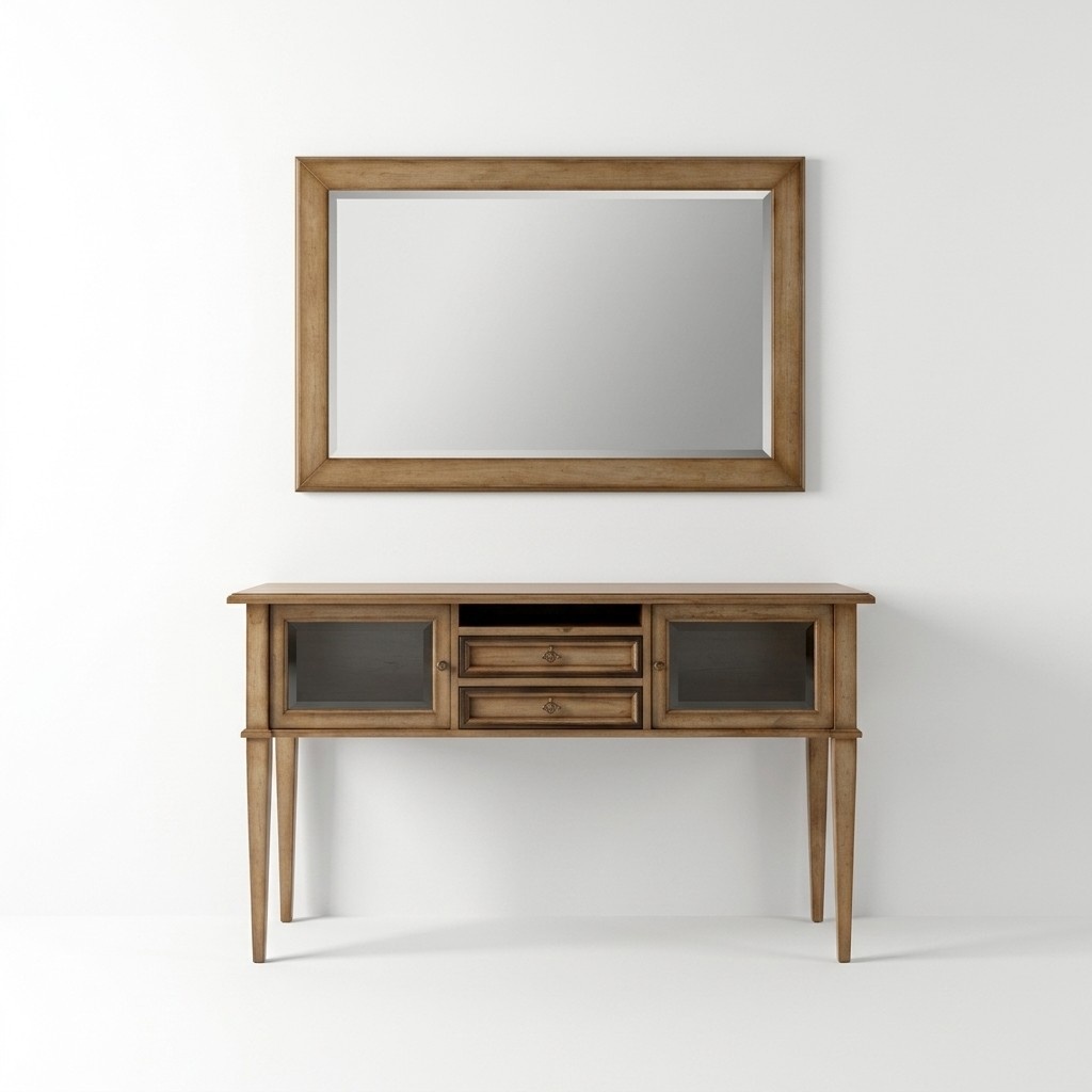 Landhausstil Konsole Schminktisch mit Spiegel Konsolentisch Braun Landhausstil Konsole Schminktisch mit Spiegel Konsolentisch Braun