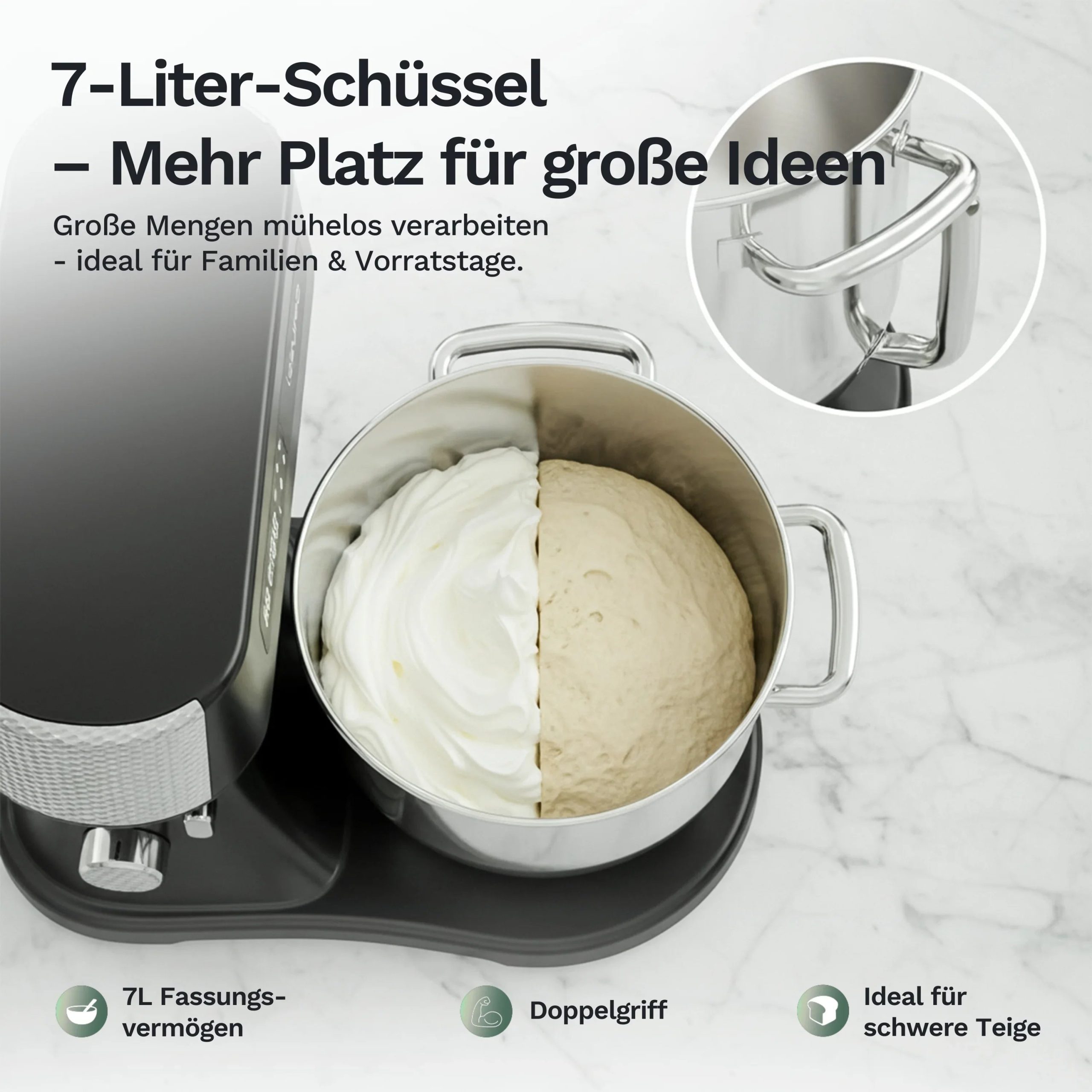 Lazurec Bakara Mix ONE – Küchenmaschine & Knetmaschine 1500 W mit Zeitschaltuhr