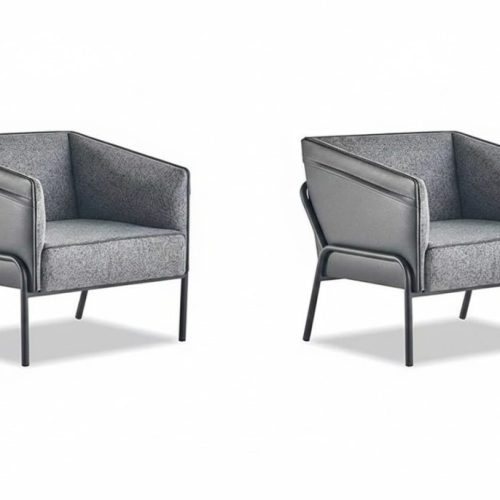 Lehnsessel Set Sessel Leder Textil Edelstahl Modern 1-Sitzer Grau Holz Lehnsessel Set Sessel Leder Textil Edelstahl Modern 1-Sitzer Grau Holz