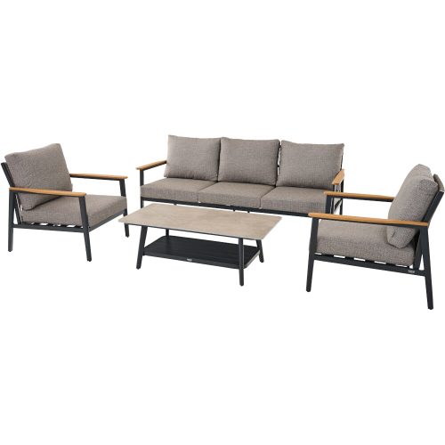 Lounge-Set 4-teilig LIGURIA in Farbe Gardino®-Geflecht twisted in taupe grau