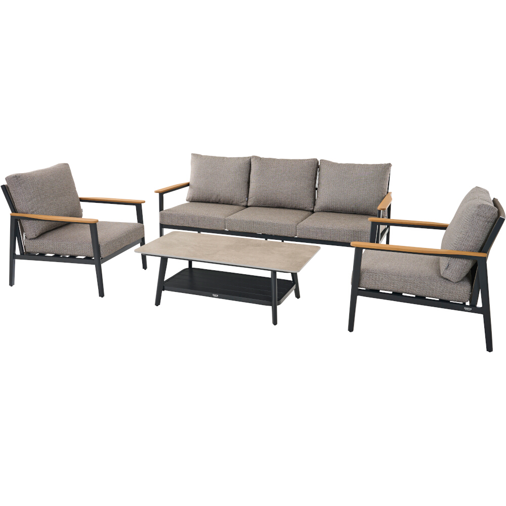 Lounge-Set 4-teilig LIGURIA in Farbe Gardino®-Geflecht twisted in taupe grau
