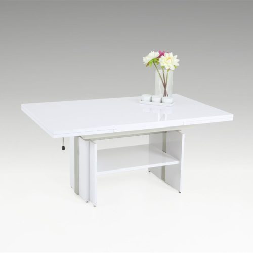 Couchtisch mit zwei Funktionen LUKAS Weiss glanz Couchtisch mit zwei Funktionen LUKAS Weiss glanz