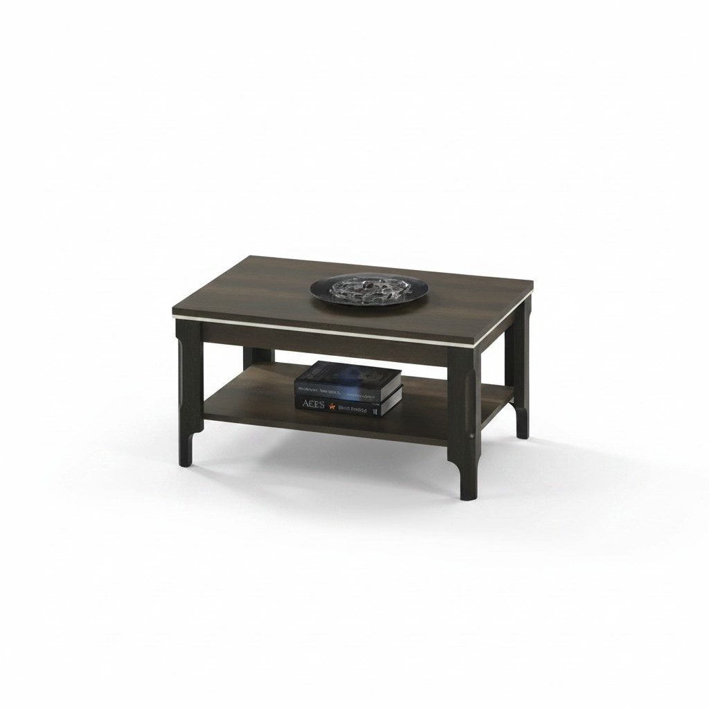 Luxus Dunkles Couchtisch mit Regal Holztisch Beistelltisch Kaffeetisch Luxus Dunkles Couchtisch mit Regal Holztisch Beistelltisch Kaffeetisch
